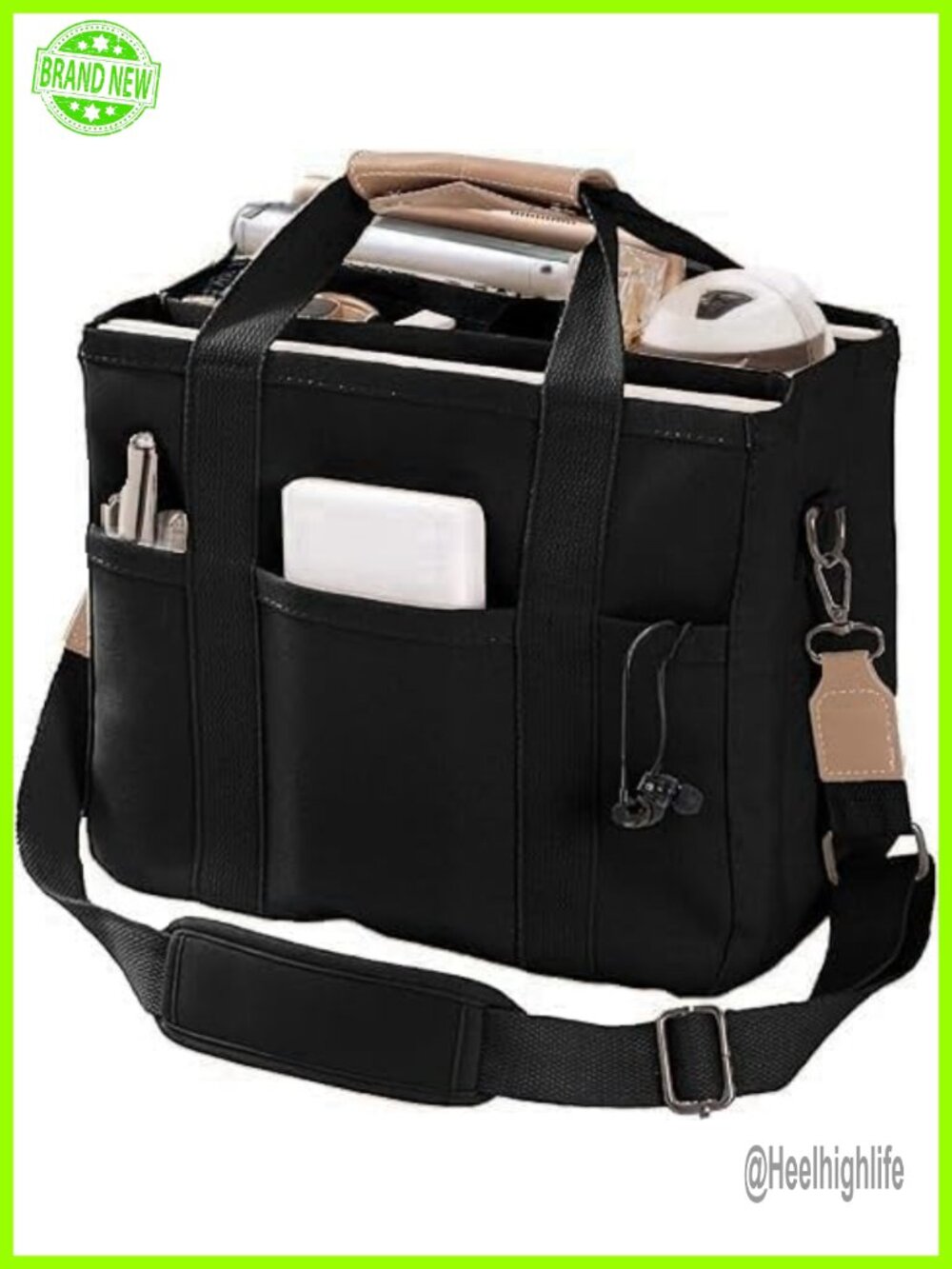 Canvas Tote Bag Crossbody with Pockets Shoulder Handbag Large Travel Messenger